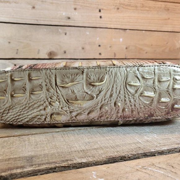 BRAHMIN LOVELY CROC GOLD METALLIC EMBOSSED LEATHER HANDBAG - Picture 5 of 8